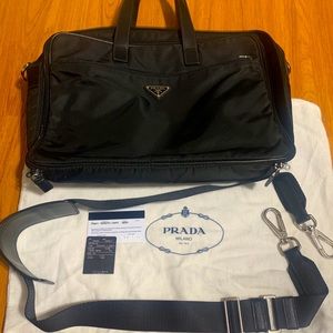 Prada Saffiano-Trimmed Tessuto Briefcase